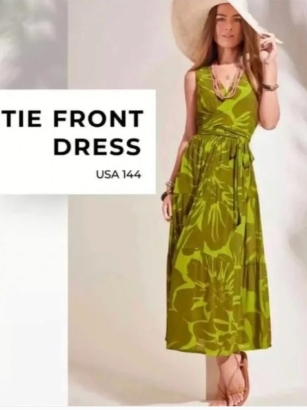 ✨NWOT✨ CAbi Tie-Front Palm Print Maxi - Sz S